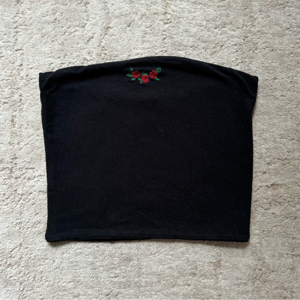 Brandy Melville Tube Top with Rose Embroidery